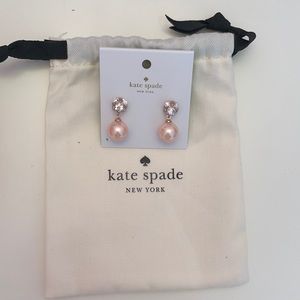 Kate spade rose gold pink diamonds pearl earrings